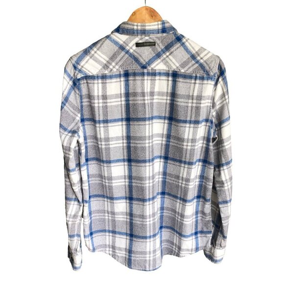 PROJEK RAW Men’s Flannel Plaid Button-Down Shirt 100% Cotton Blue Gray Small - Picture 3 of 14